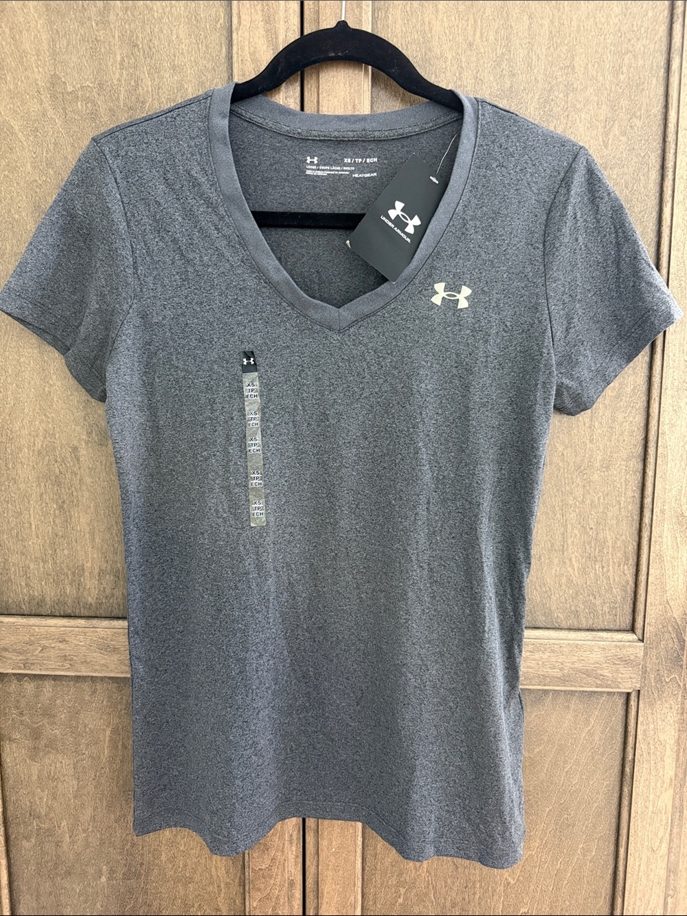 Under Armour Women's V-Neck Short Sleeve Tee - Charcoal Gray